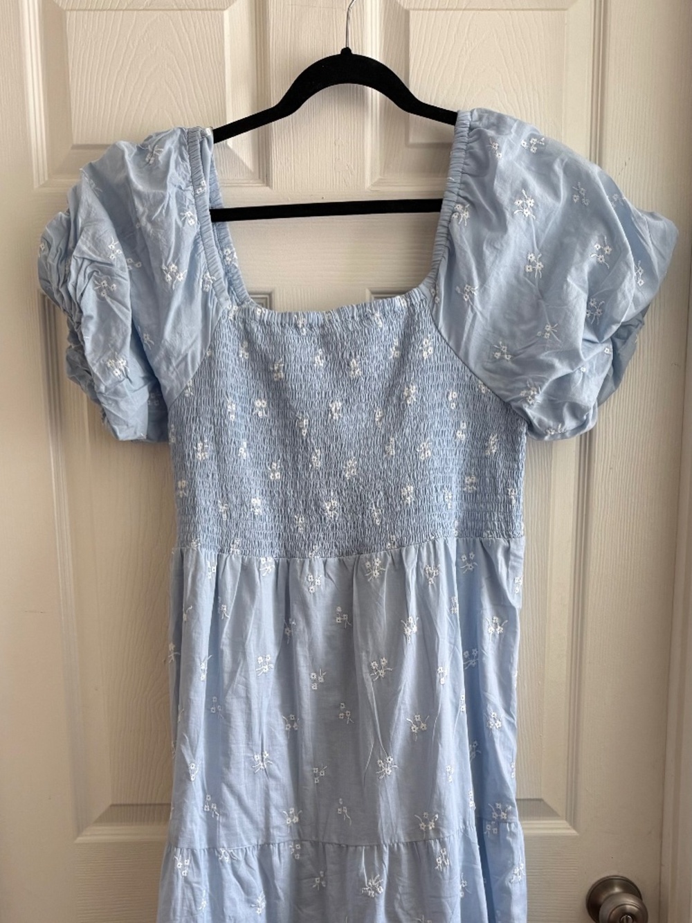 Meadow Rhodes Blue and white floral eyelet smocked dress (1x)